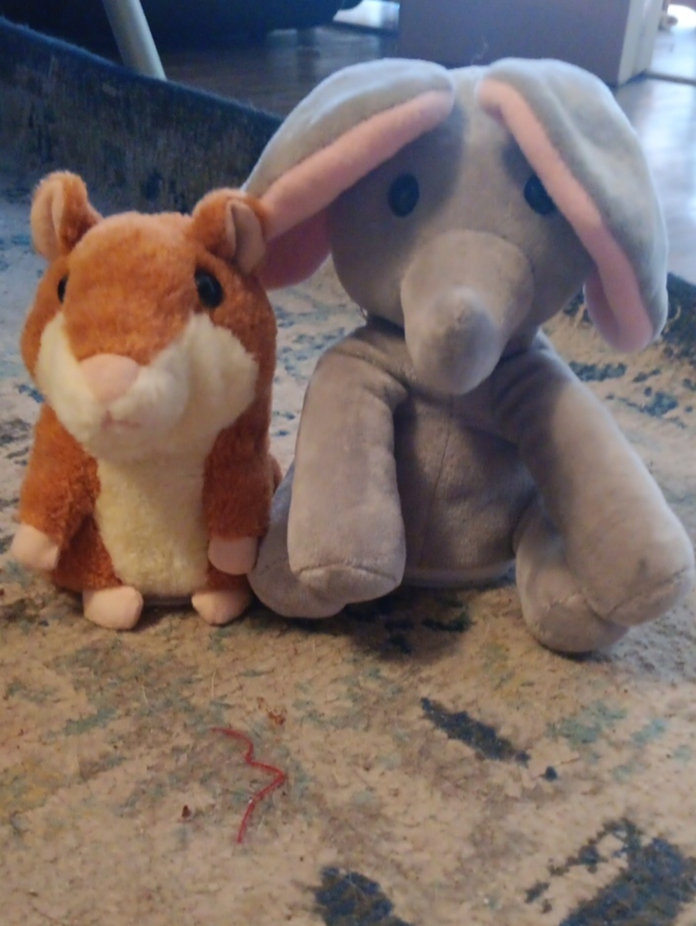 Plush Gray Elephant & Brown Hamster Small Pets Plush Toy Duo